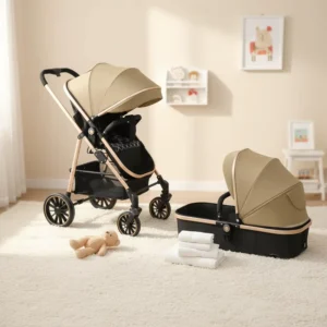 Luxury 3 in 1 Baby Stroller Lightweight Foldable Alloy Prams with Car Seat Perfect Pushchair for Newborn & Toddlers