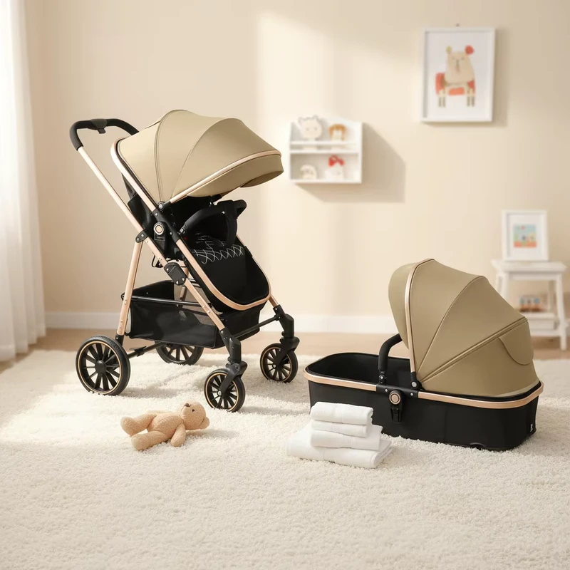 Luxury 3 in 1 Baby Stroller Lightweight Foldable Alloy Prams with Car Seat Perfect Pushchair for Newborn & Toddlers