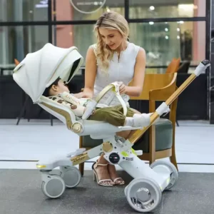 Luxury 3 in 1 Electric Baby Stroller Hot Mom Carriage Made in China High end Multiple Stroller With RemoteDining Plate