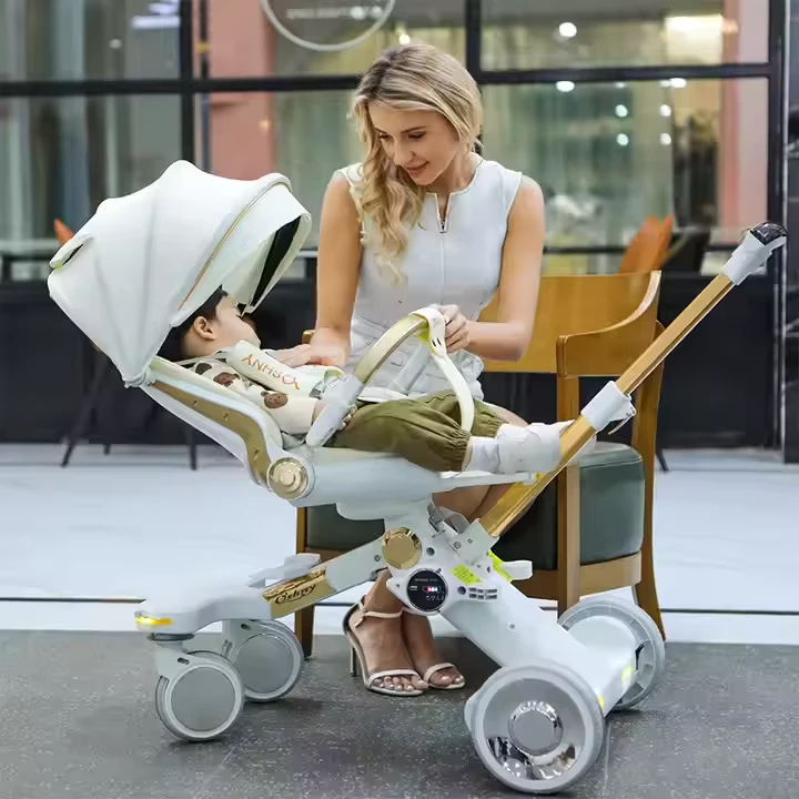 Luxury 3 in 1 Electric Baby Stroller Hot Mom Carriage Made in China High end Multiple Stroller With RemoteDining Plate