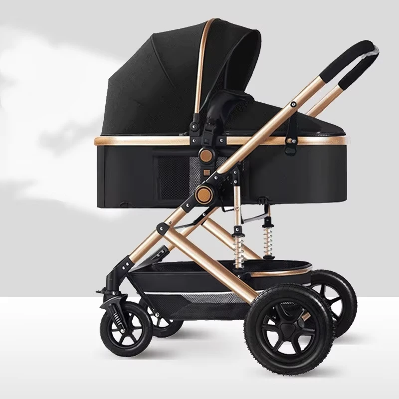 Luxury 3 in 1 Foldable Baby Stroller Pram with High Landscape Lightweight Pushchair Car Seat Travel System Baby Carriages