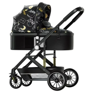 Luxury Baby Stroller Custom High View Foldable and Portable 4 Wheeled Design
