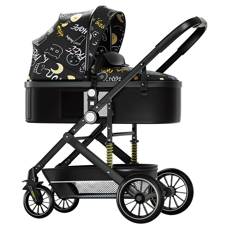 Luxury Baby Stroller Custom High View Foldable and Portable 4 Wheeled Design