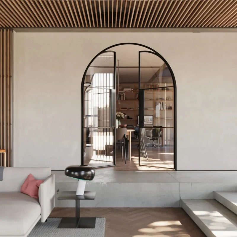 Luxury Double Swing Interior Door Modern Aluminum Glass Door for Villa Apartment and Hotel