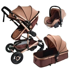 Luxury Foldable Baby Stroller 3 Year Old Oxford Material High Carbon Steel Frame Travel Pram with Car Seat & Wagon Set