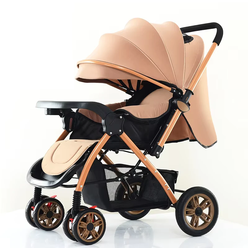 Luxury Foldable Baby Stroller Toddler Pushchair Cart for Newborn Travel Carriage Trolley Pram for 3 Years Old Sit Folded