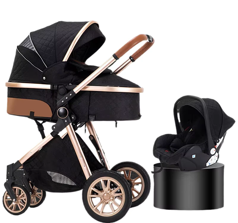 Luxury Four Wheel Baby Pram High Quality 3 in 1 Easy Foldable Baby Stroller with Car Seat