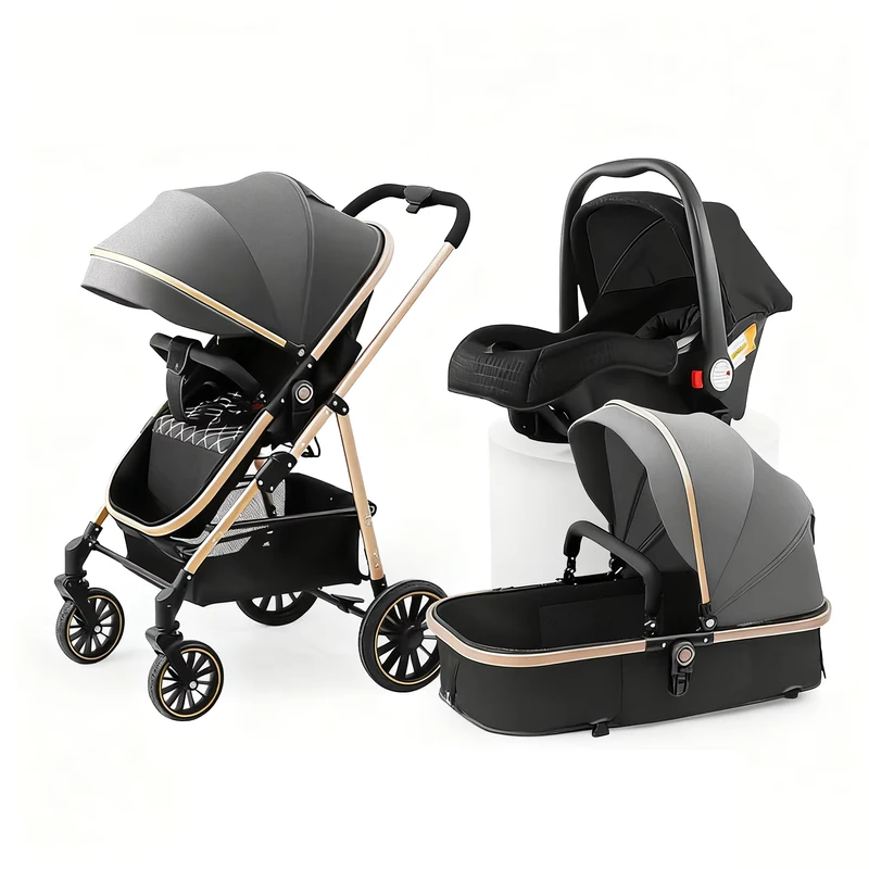Luxury High Landscape 3 in 1 Travel Stroller High Quality Multifunctional Baby Stroller