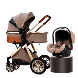 Luxury High View Baby Stroller 3 in 1 Baby Pram Easy Folding Suitable for 0-3 Years Old Baby