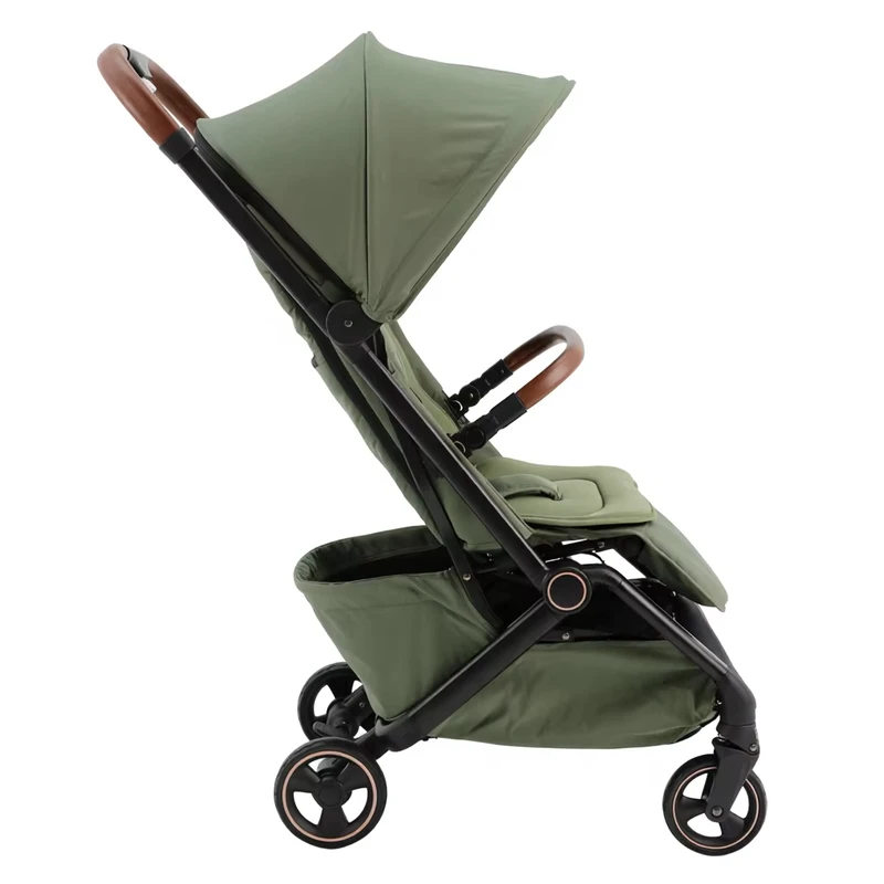 Luxury Lightweight Aluminum Alloy Frame 3 Fold Baby Stroller with Fabric Portable Design for Airplane Travel