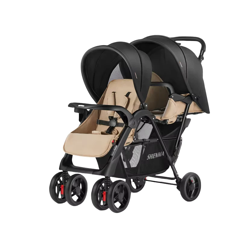 Luxury Two Seater Baby Stroller Lightweight Foldable Twin Pram Bebe Poussette