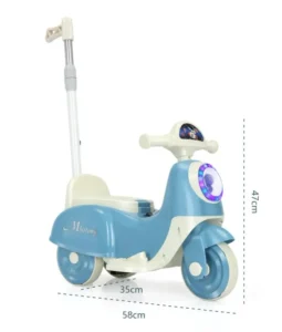 Manual Electric Baby Scooter Floor Bike Ride on Car Toy Pedal Bikes with Push Handle with Music