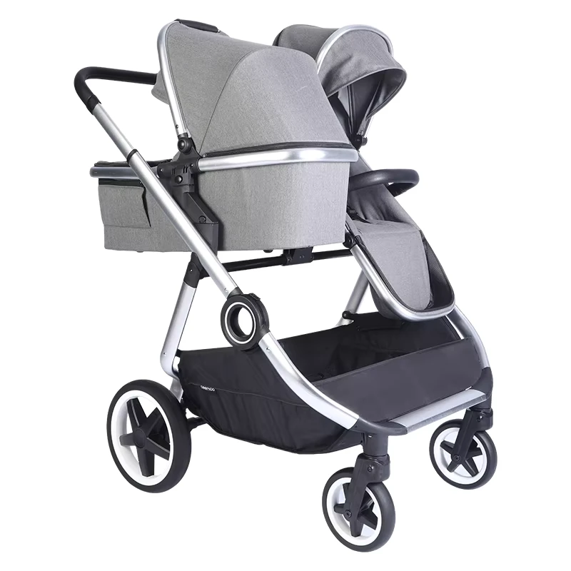 Manufacturer Supplier Germany All Wheel Suspension One Hand Quick Foldable Twins Strollers Baby