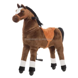 Mechanical Stuffed Plush Animal Walking Ride on Horse Toy Princess Cars Horse Riding for Kids and Adults