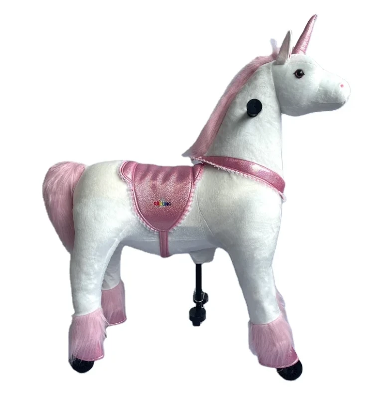 Mechanical Stuffed Plush Animal Walking Ride on Horse Toy Princess Cars Horse Unicorn Riding for Kids and Adults