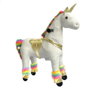 Mechanical Stuffed Plush Animal Walking Ride on Horse Unicorn Toy Princess Cars Horse Riding for Kids and Adults