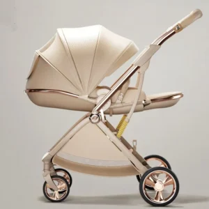 Metal Baby Stroller Can Sit and Lie Two-way Lightweight Folding High Landscape Children’s Stroller