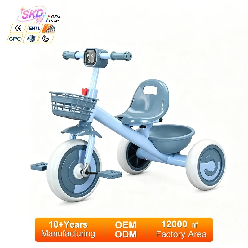 Metal Children's Tricycle with Music Lights for Boys Girls Aged 6 Years Simple Assembly