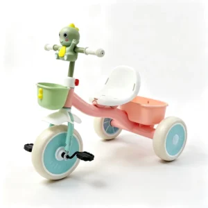 Mini Cute Cartoon Baby Tricycle with Music EVA Material Single Speed Comfortable Saddle 3-Wheel for Kids 0-4 Years