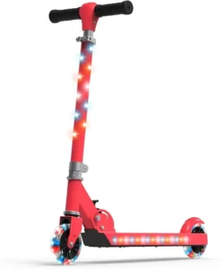 Mini Two-Wheel Aluminum Scooter with LED Light Push and Kick Foot Powered Scooter for Kids Youngsters