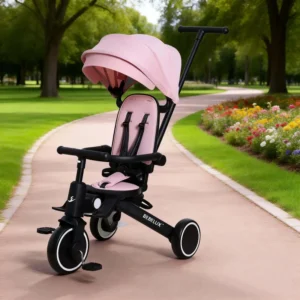 Model T8 High Quality KidsTricycle 8IN1 One Button Easy Fold Baby Tricycle with 360 Angle Rotation Seat and Lying Backrest