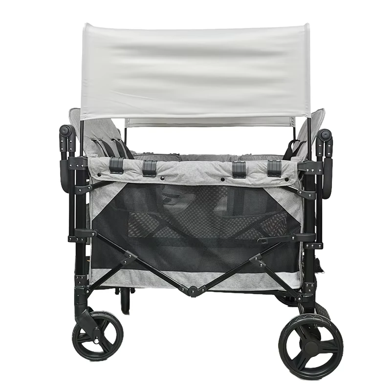 Modern Baby Strollers with Tray Attachment and Snack Cup Holder Foldable 4 Seater for Toddlers