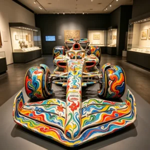 Modern Fiberglass Racing Car Model Sculpture Go Kart Display Statue for Shopping Mall Hotel Exhibition Decoration