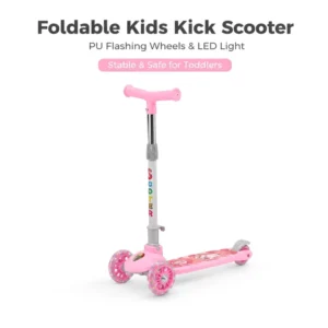 Modern Foldable Kids Kick Scooter Lightweight Children’s 3 Wheel Scooter with PU LED Wheels for Outdoor Sports