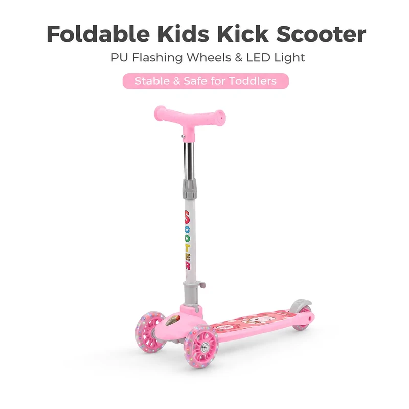 Modern Foldable Kids Kick Scooter Lightweight Children's 3 Wheel Scooter with PU LED Wheels for Outdoor Sports