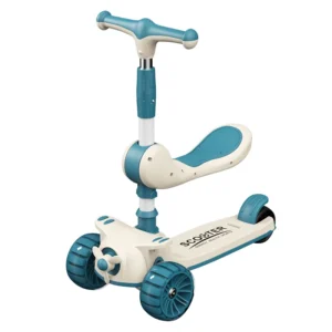 Modern Plastic Skateboard Toy Games Balance Kick Scooter with Lights Foldable Leg Scooter for Kids