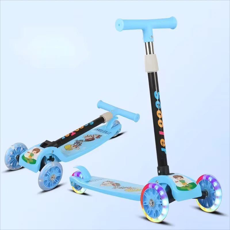 Modern Three-Wheel Kids Scooter Foldable Lightweight Steel & Plastic for Ages 2-12 Years Outdoor Toy