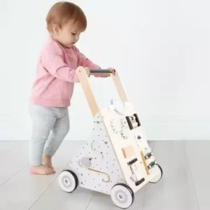 Montessori Educational Wooden Kids Learning Toy Roll Cart Walker Baby Activity Walker for Toddler