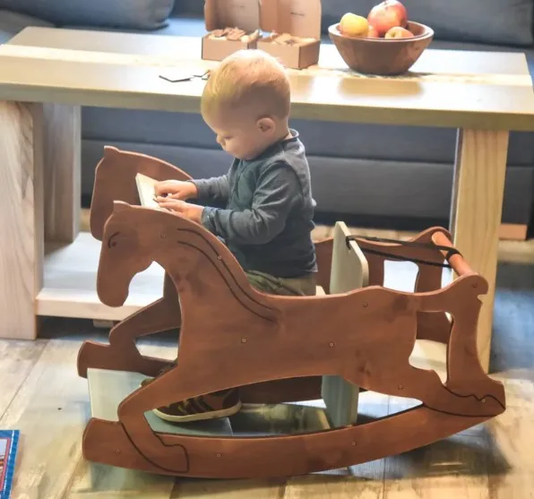 Montessori Toddler Rocking Horse 3 in 1 Table Chair Rocker Christmas Gift Ride on Toy Animal