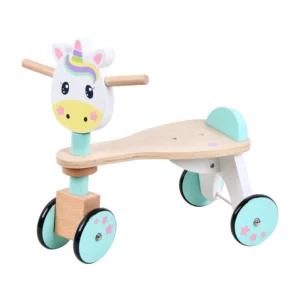 Montessori Wooden Ride-on Four-wheeled Vehicle Early Educational Push Balance Bike for Kids Boys Girls