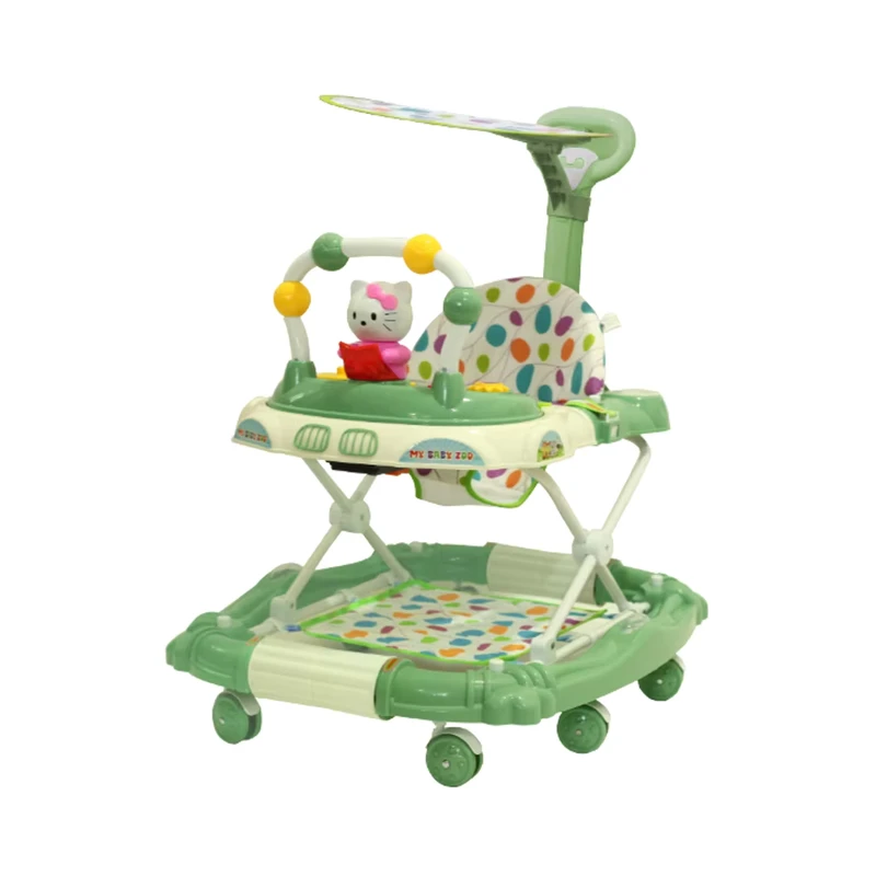 Multi Functional Foldable Plastic Frame Baby Walker Rocker Adjustable Seat and Interactive Music Panel