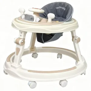 Multi-function Round Base Learning Toddler Walker with Music Foldable Design Car Toy Tray and Wheels Anti-Rollover