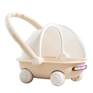 Multi functional 4 Wheel Plastic Baby Walkers Push Bar Silent Wheels Foldable 15kg Load Capacity 6 Months 3 Years