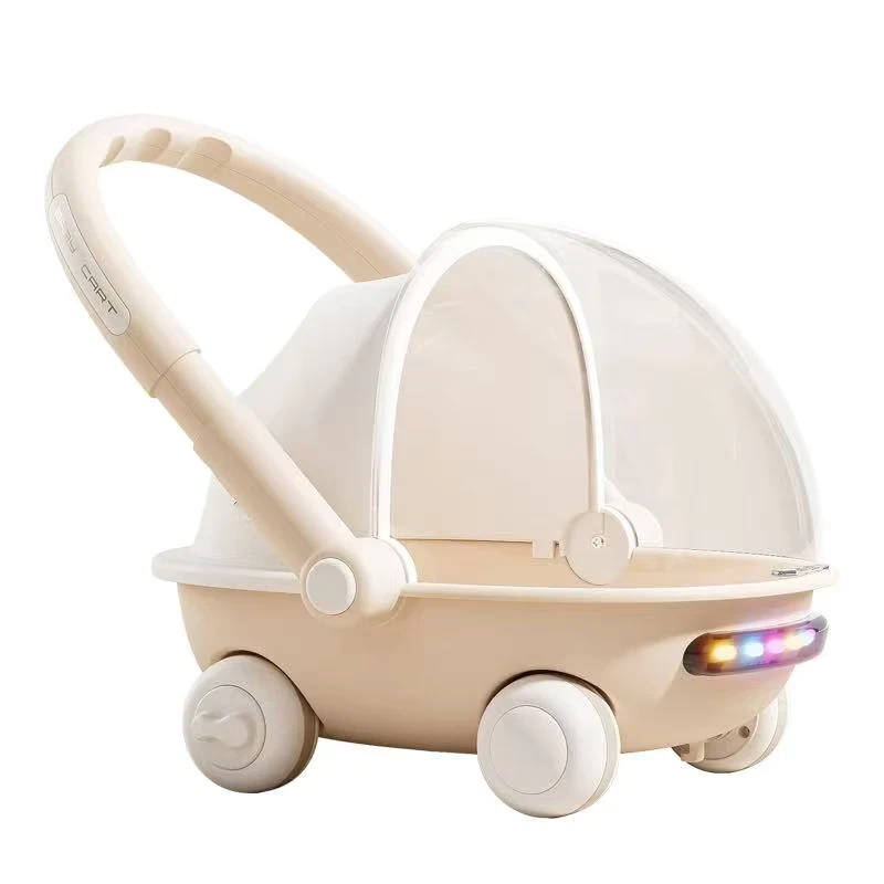 Multi functional 4 Wheel Plastic Baby Walkers Push Bar Silent Wheels Foldable 15kg Load Capacity 6 Months 3 Years