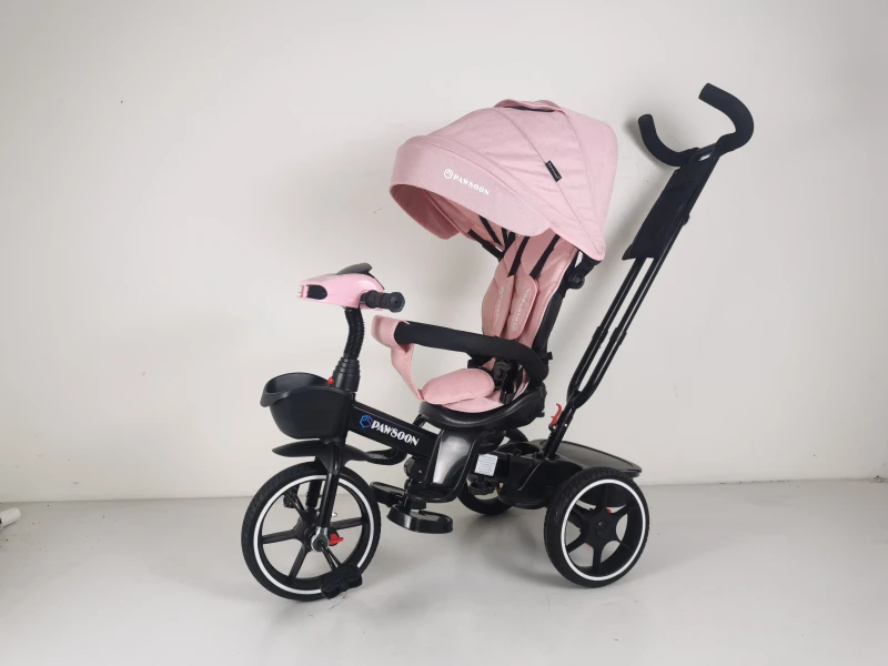 Multi functional Folding 4 in 1 Baby Tricycle with Swivel and Reclining Features Suitable for Children Aged 2 to 4 Years