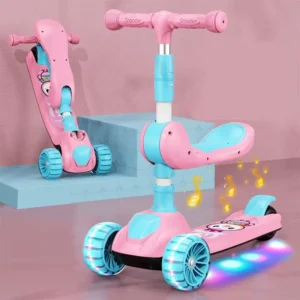 Multi functional Kids Kick Scooter Pedal Scooter for Baby 3 in 1 Pu Three Wheel Electric Scooter Child 2 Kg 60 Kg