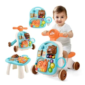 Multifunction 4 in 1 Learning Walker Music Table Toys Puzzle Learning Game Table Baby Activity Walker Ride on Car Toys