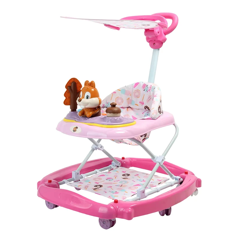 Multifunction Anti rollover Sitting Adjustable Baby Walker Rocking Chair Folding Baby Walkers with Awning