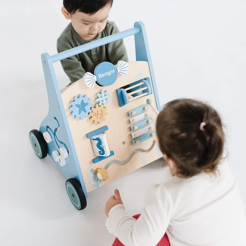 Multifunction Baby Walker 3-6 Month Old Wooden Baby Push Walker Standing Assistant Boy for Baby