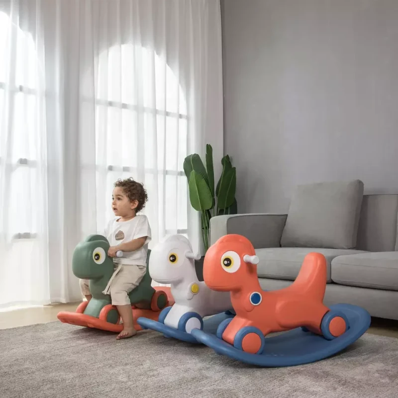 Multifunction Plastic Animal Kids Children Blue Plastic Riding Rocking Horse Toy