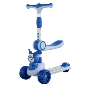 Multifunctional 3 in 1 Folding Kick Scooter Plastic Outdoor Toy for Kids Lightweight Adjustable Handlebar 100kg Capacity