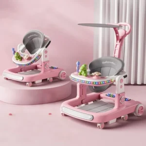 Multifunctional 4 in 1 Baby Walker with Scooter Play Table Music Lights Removable Tray for Toddlers 6 18Months