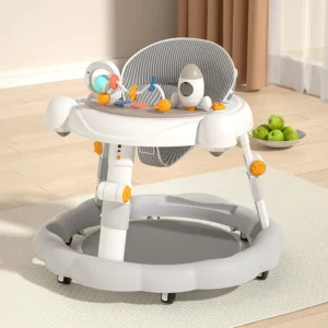Multifunctional 4 in 1 Folding Baby Push Walker Wheels Seat Kids Learning Walkers Stand To Sit Baby Walkers Plastic Frame