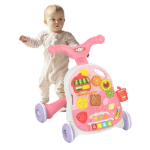 Multifunctional Baby Learning Walker Removable Activity Table Toddler Walker and Activity Play Table 2 in 1 Educational Toy