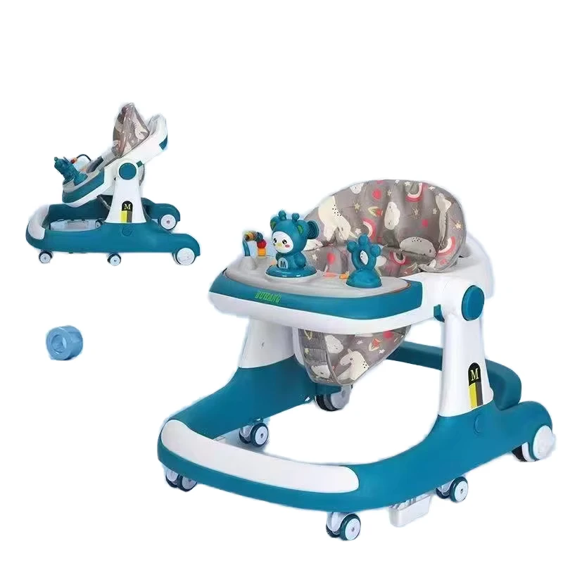 Multifunctional Baby Walker 6 Wheel Plastic Frame Foldable Design Eco friendly Material for Learning Sitting Stylish Walking