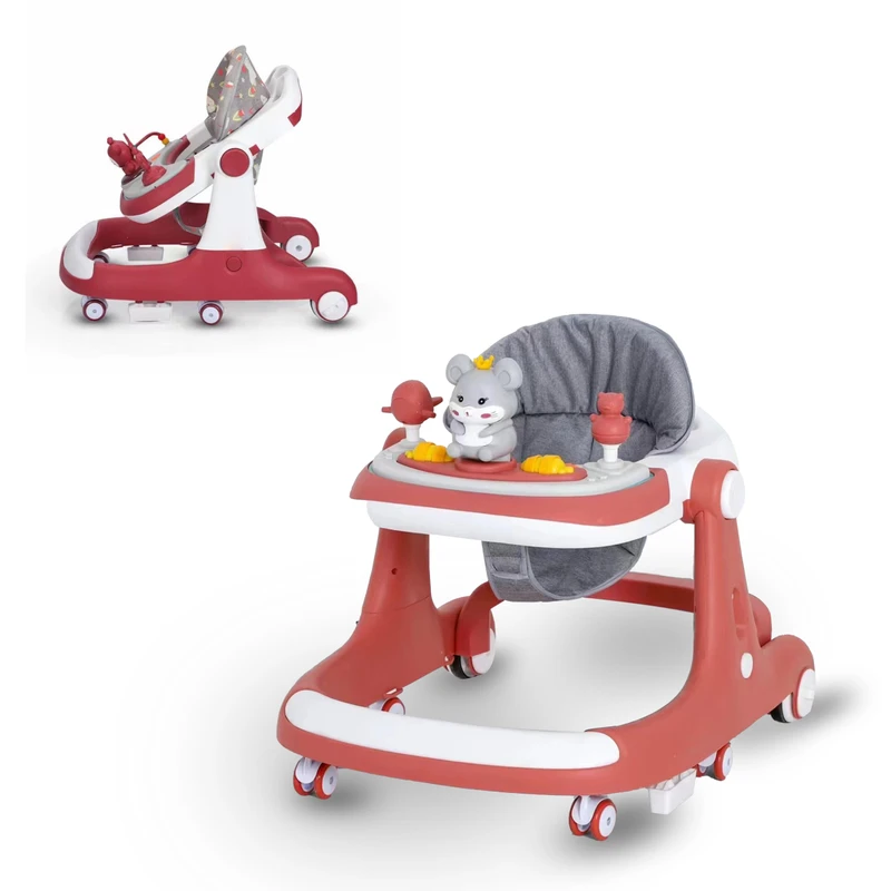 Multifunctional Baby Walker Anti Tip Suitable for Babies Aged 6-18 Months for Learning to Walk with Removable Dining Tray